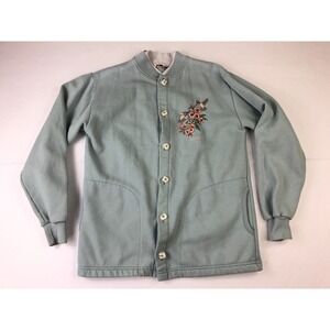 Alaska Embroidered Button Womens M Front Sweatshirt  Cottage Core Cardigan